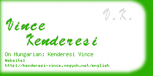 vince kenderesi business card